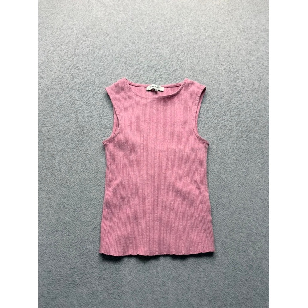 Francesca's Pink Ribbed Sleeveless Knit Crew Neck Tank Top Medium